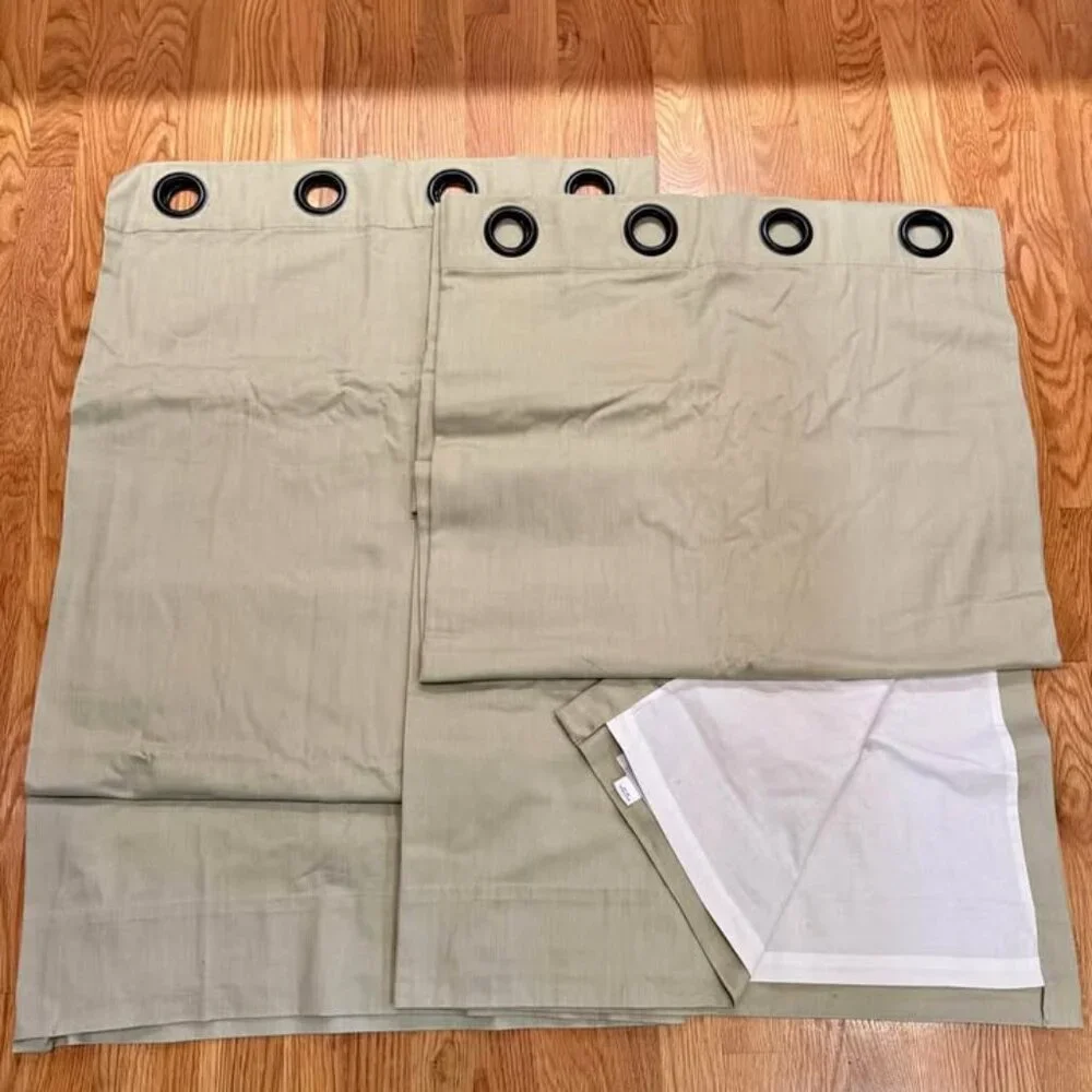 Restoration Hardware 50W x 84L Light Green/Grayish Green Lined Drapes